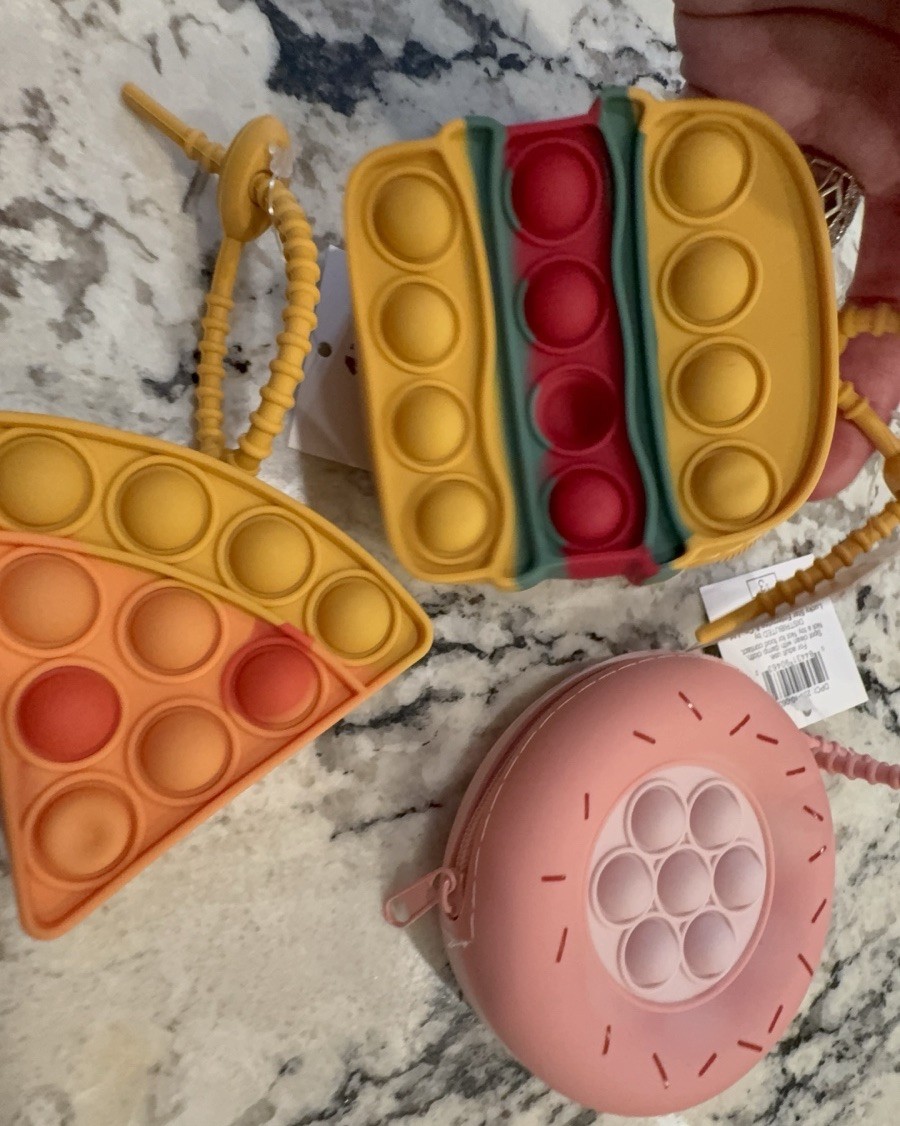New THREE Pop It Fidget Coin Pouches Can Hook On Backpack, Water Bottle, Etc