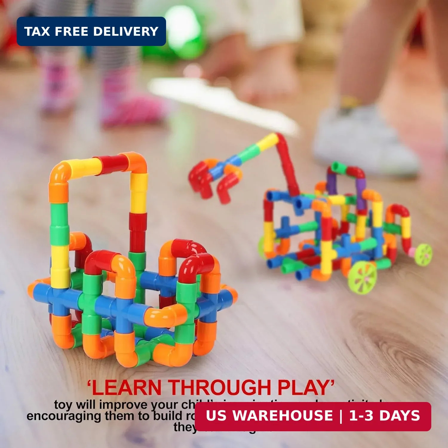 STEM Building Blocks Toy for Kids, Educational Toddlers Preschool Brain Toy Kit,