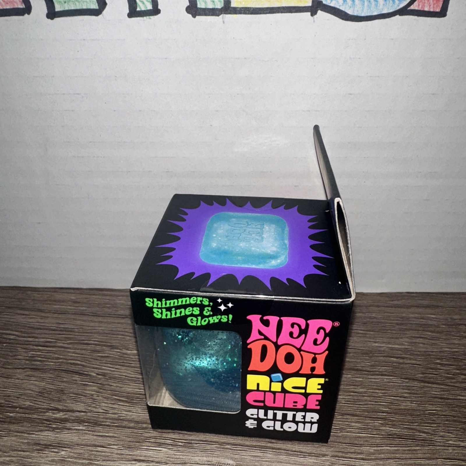 Nee Doh Glitter & Glow Blue Nice Cube USA Seller Authentic