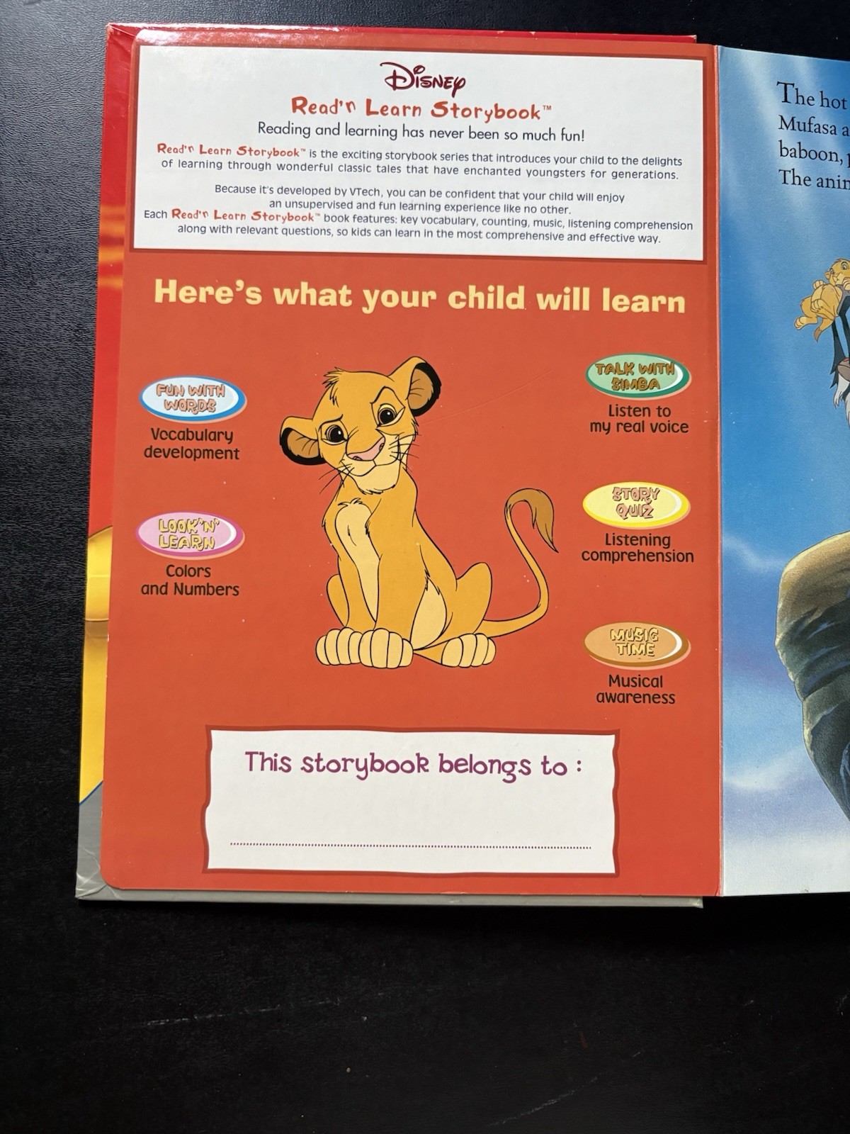 Vintage VTech Disney The Lion King Born to Be King Electronic Talking Book Works