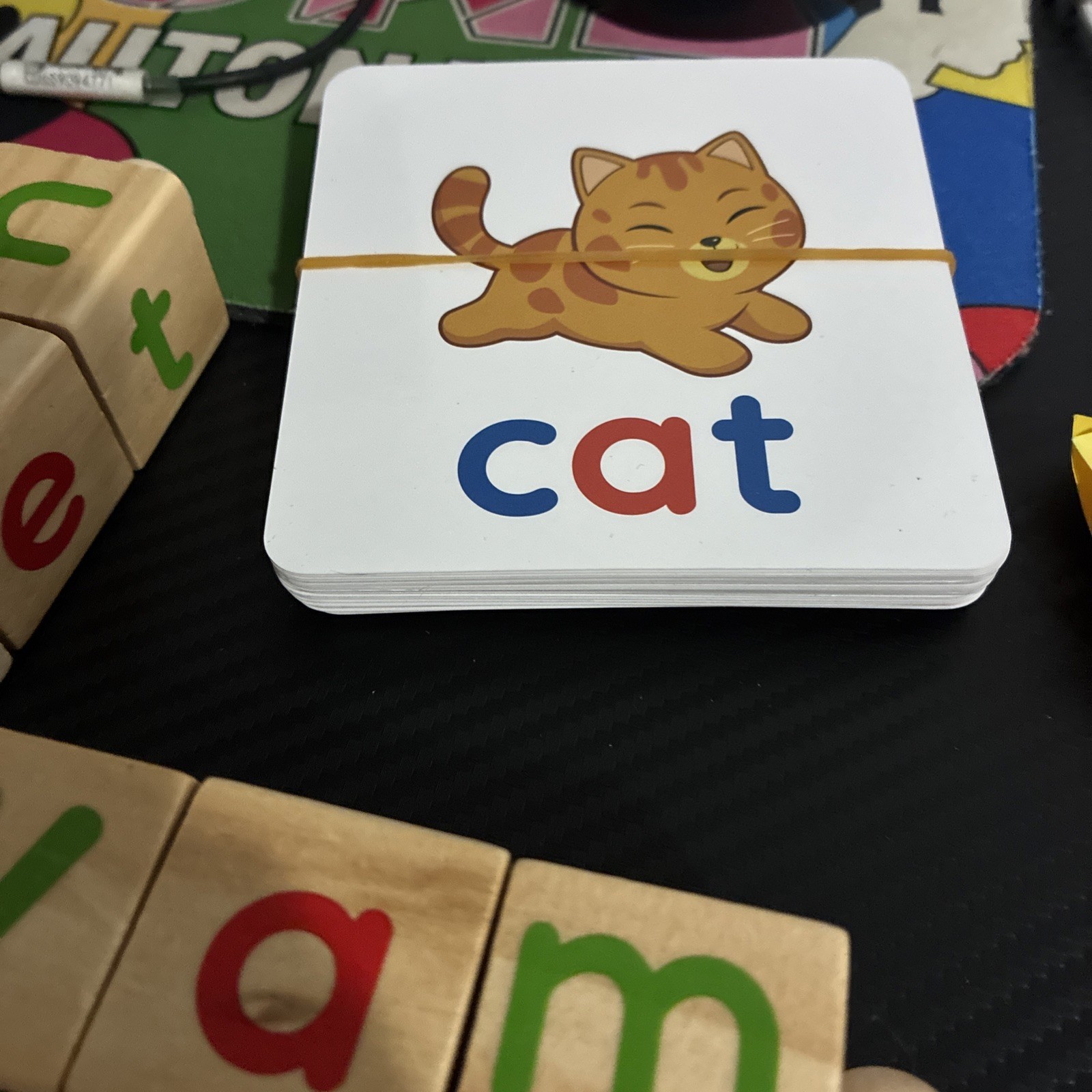 Wooden Reading Blocks Short Vowel Rods Spelling Games, Flash Cards Rotating