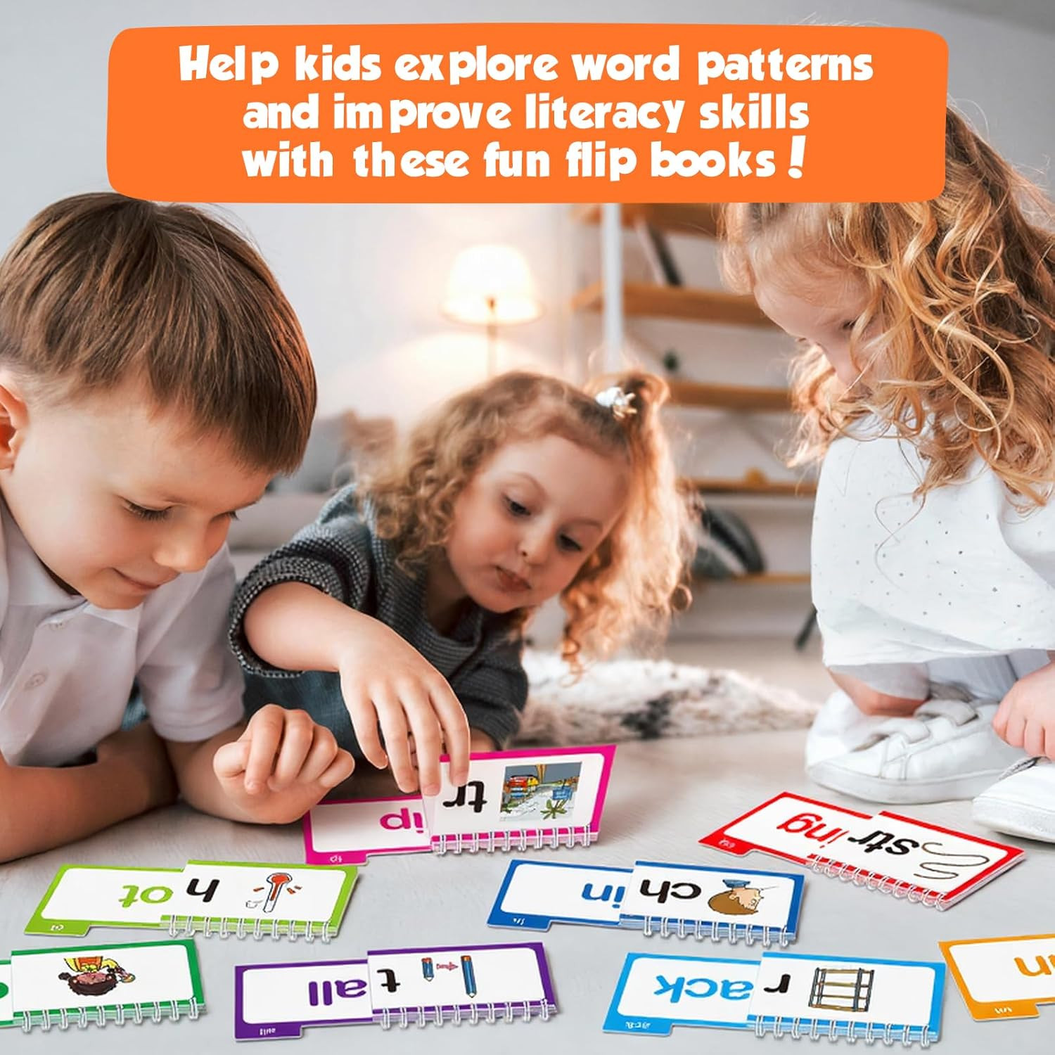 Phonics Flash Cards Word Family Build Book,Learn to Read 30 Read and Rhyme Flip