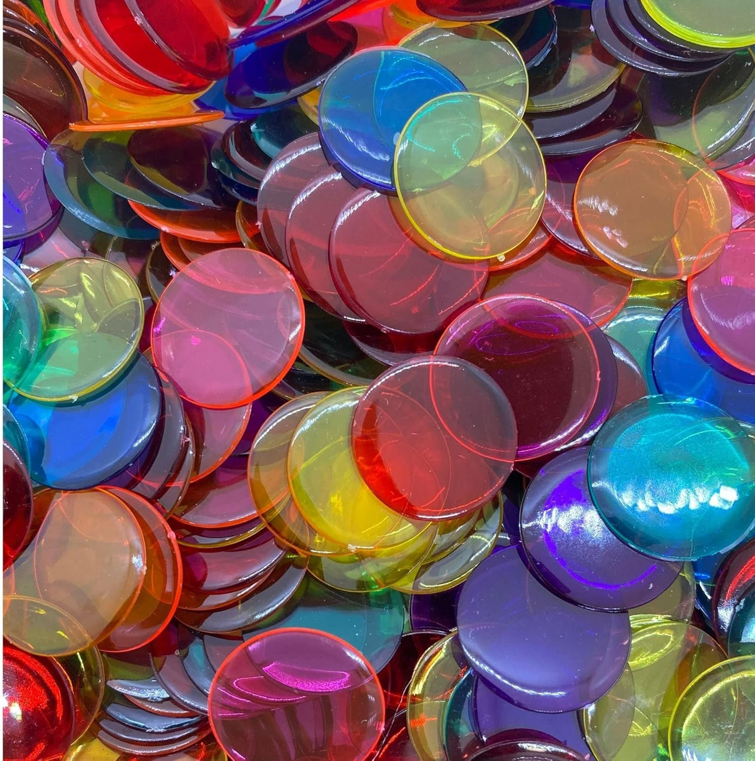 Plastic Bingo Chips for Games 1000 Count Bag – Solid and Transparent Colors Coun