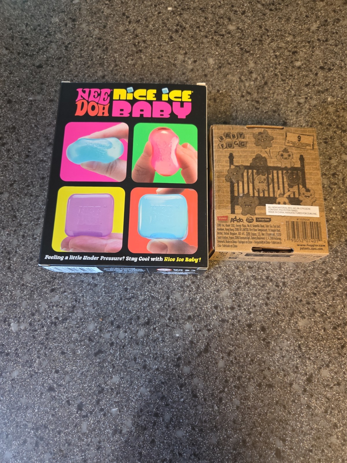 NeeDoh Nice Cube Sensory Squeeze Toy 4-Pack + 1 Free Baby Fuggler. All Brand New
