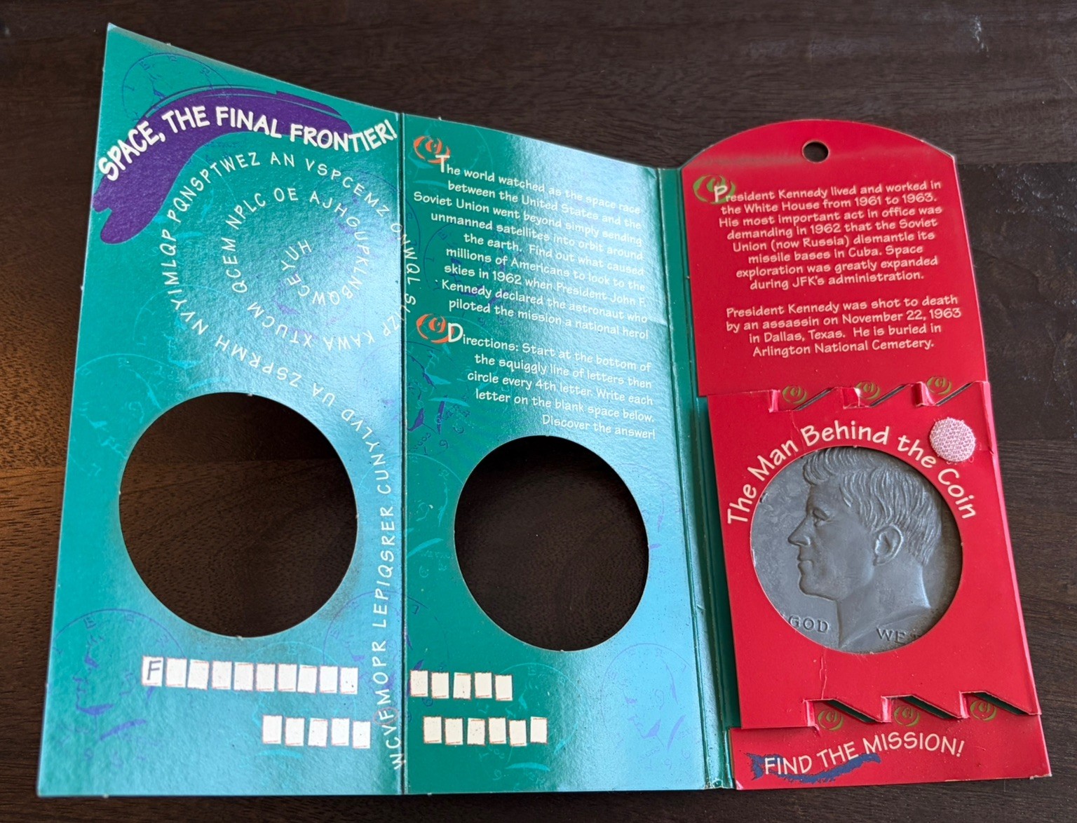 John F Kennedy Half Dollar Talk Coin Set Kids Know Vintage Educational Toy USA