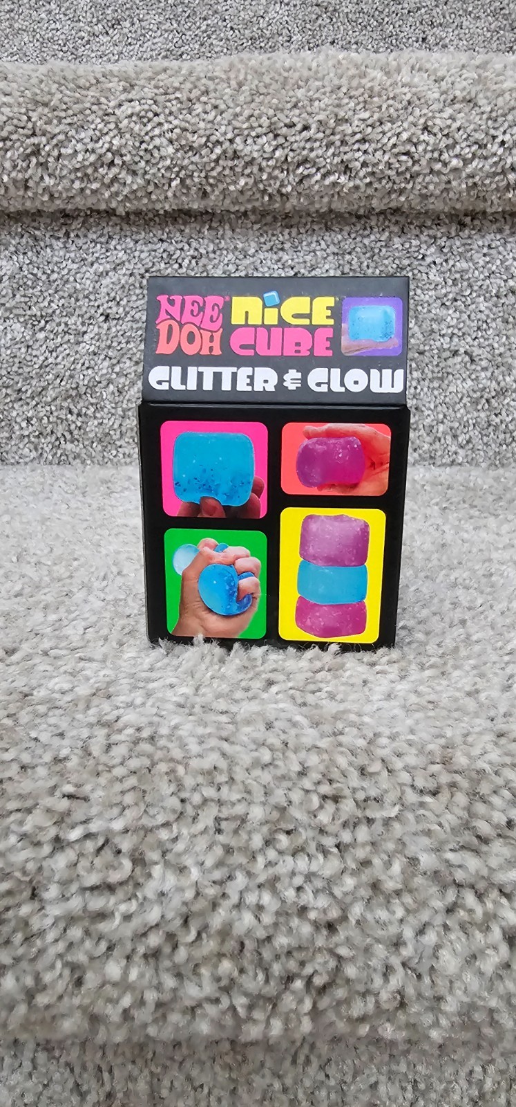 NeeDoh Nice Cube Glitter and Glow 2.25″ cube – BLUE – NEW – 100% Authentic