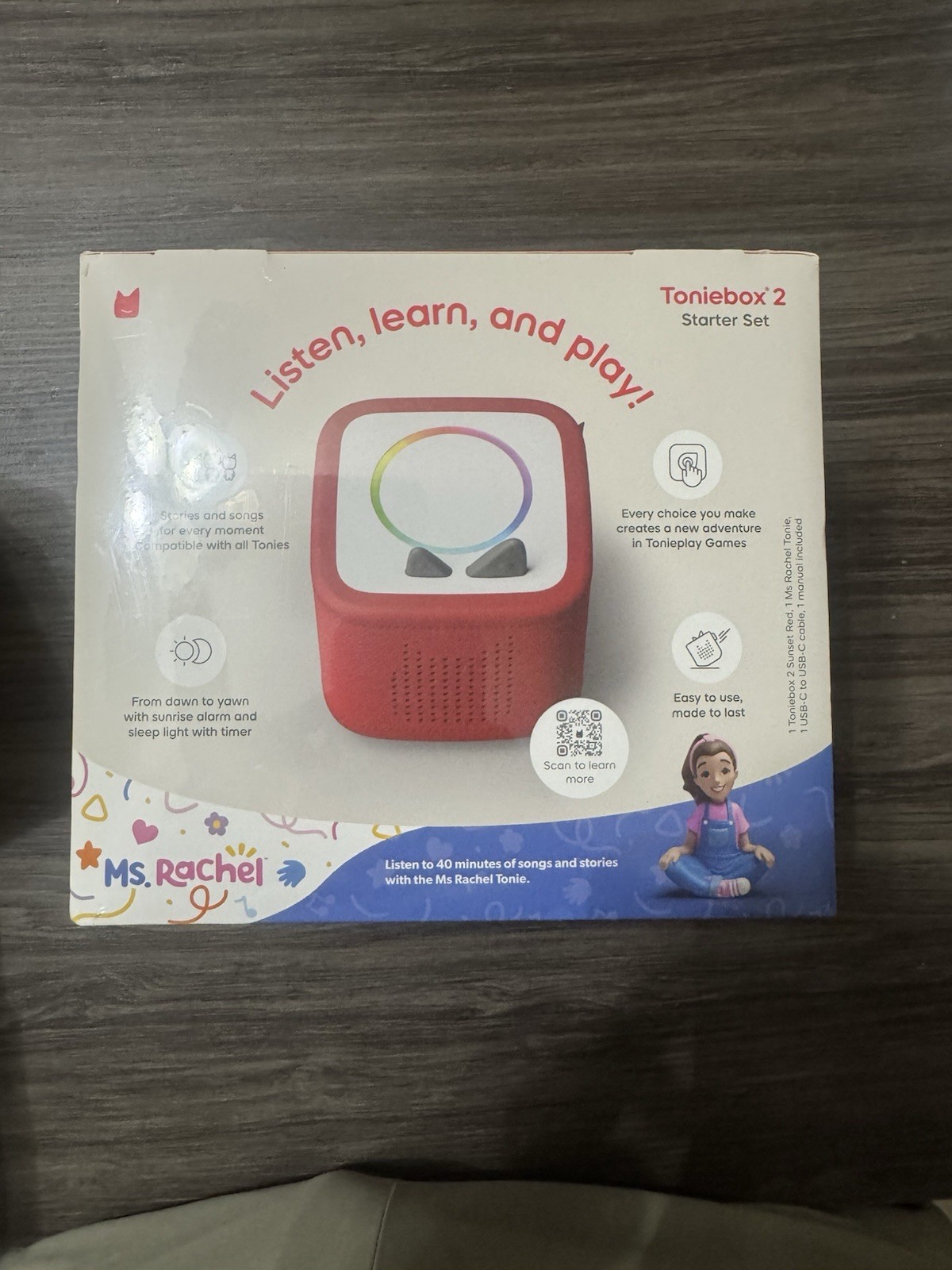 Toniebox Starter Set Red + Ms Rachel Tonie Character Included Kids Audio Player