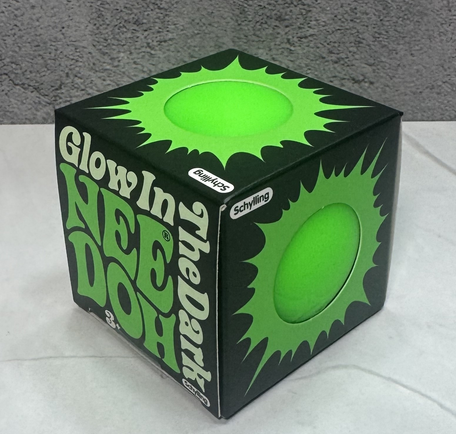 Needoh Teenie Single – Sensory Squeeze Toy – Mini Glow In The Dark – Green