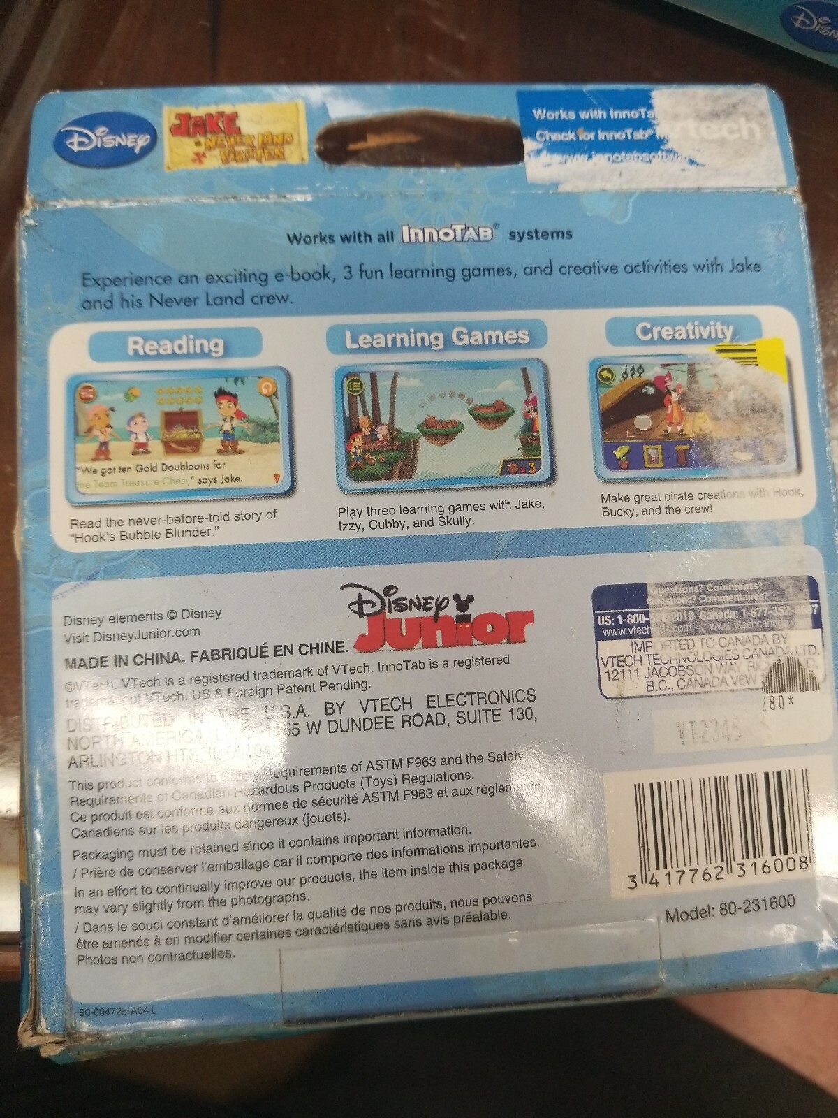 New Vtech Innotab Jake Never Land Pirates 3-6 Years Reading Learning Games