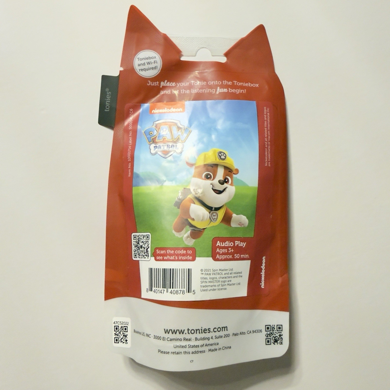Tonies PAW Patrol Rubble Audio Play Figurine -sealed