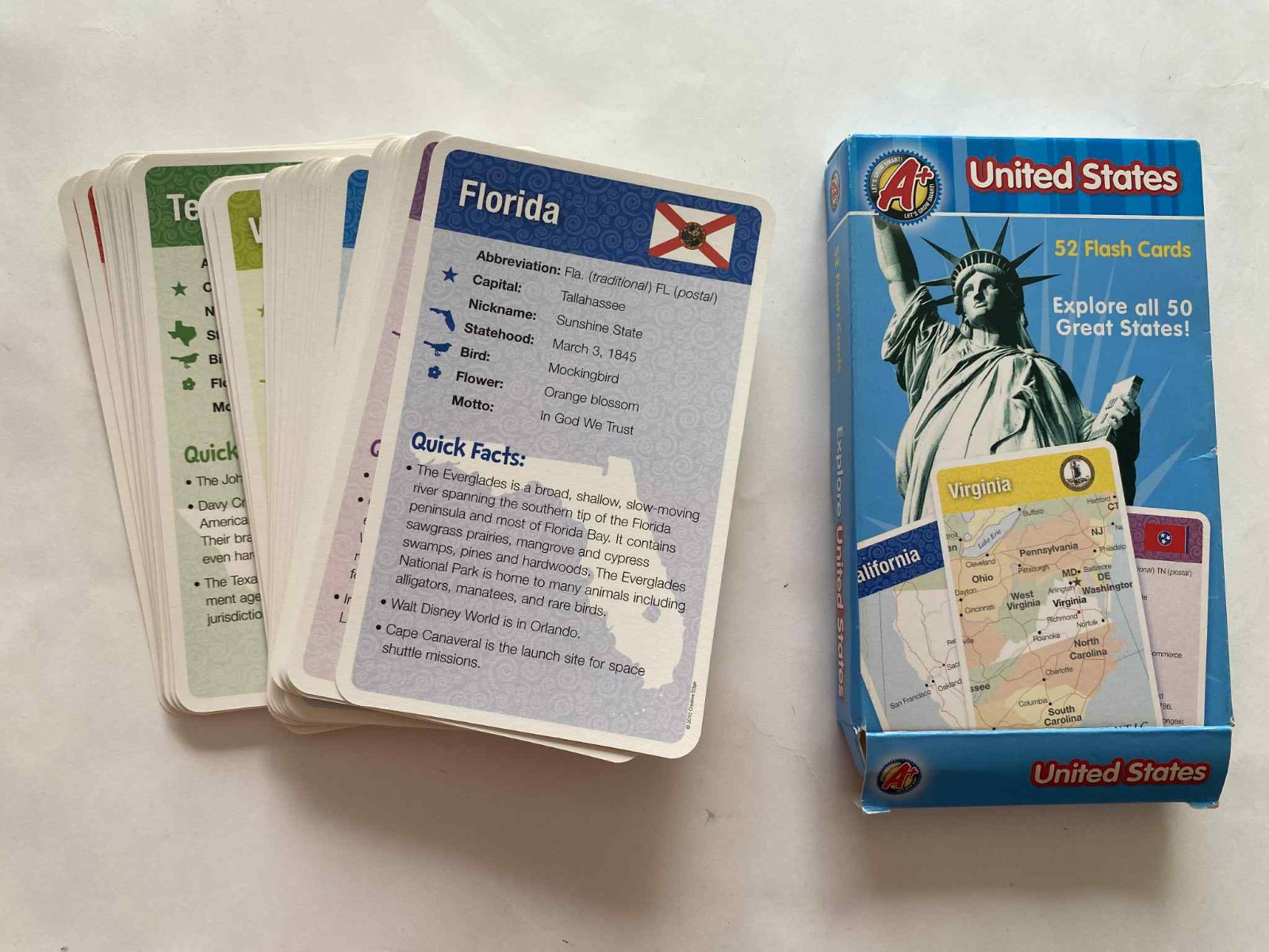 A+ Flash Cards by Creative Edge – Explore United States 52 flash cards VERY GOOD