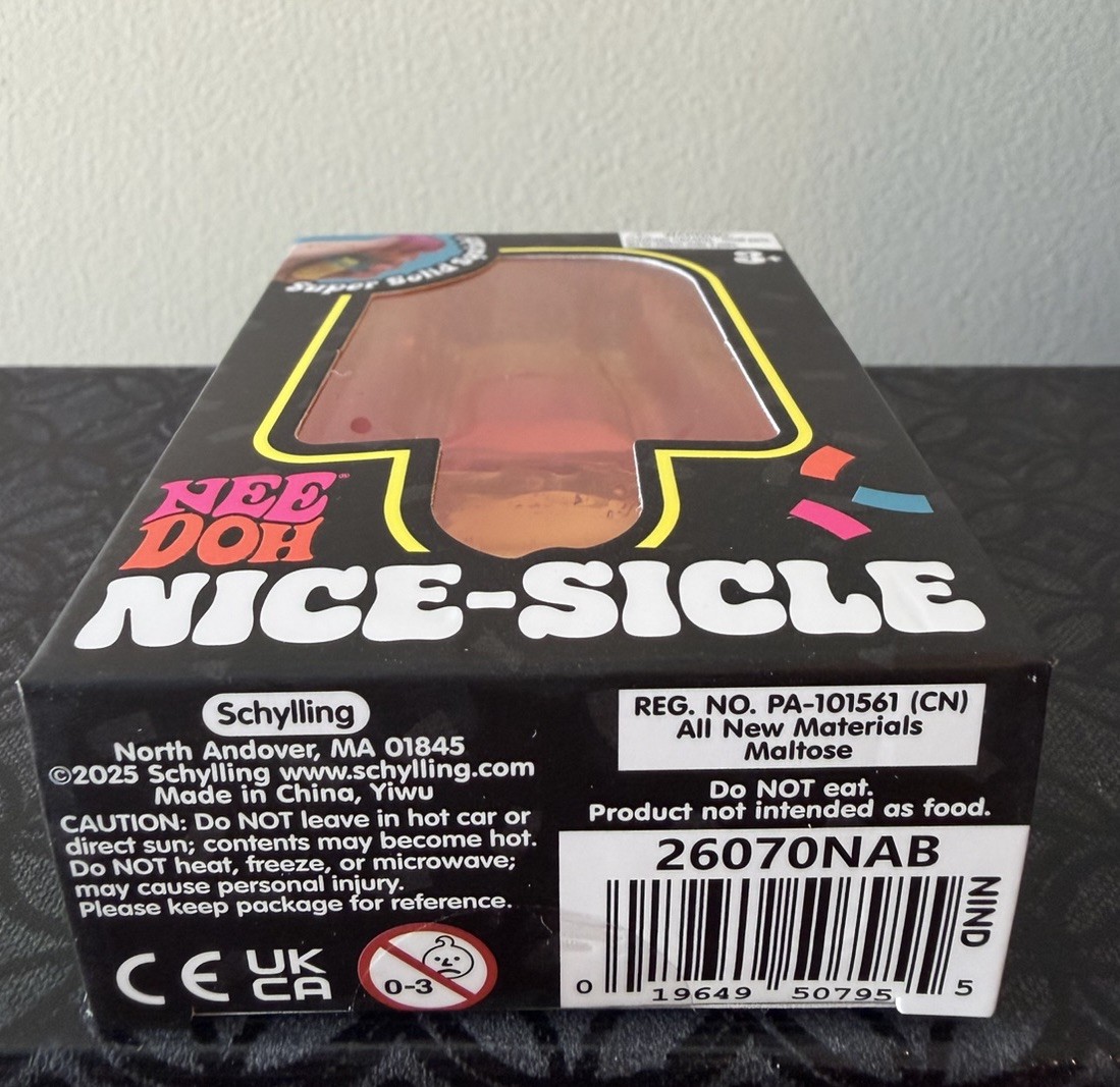 New NeeDoh Nice-Sicle Squish Squeeze Pink/Orange/ Red Popsicle