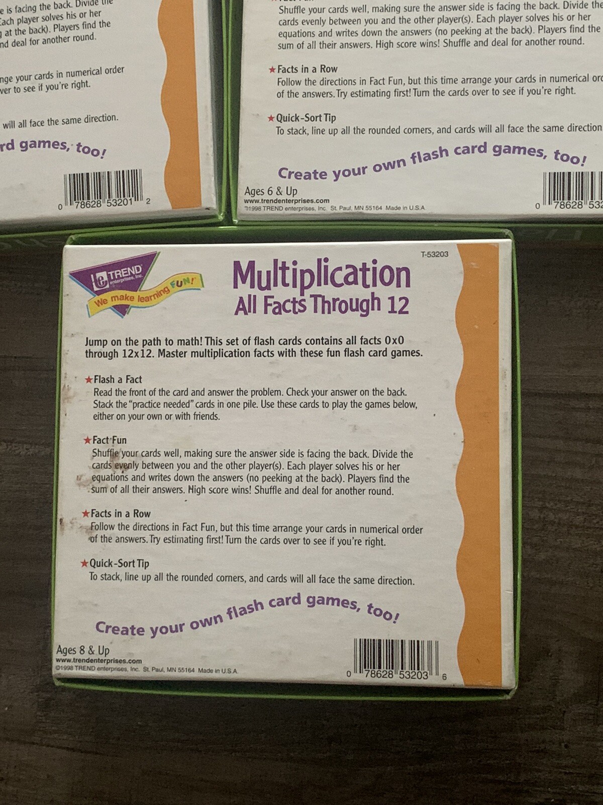 Trend Enterprises Flash Cards Addition Subtraction Multiplication Ages 6 & up