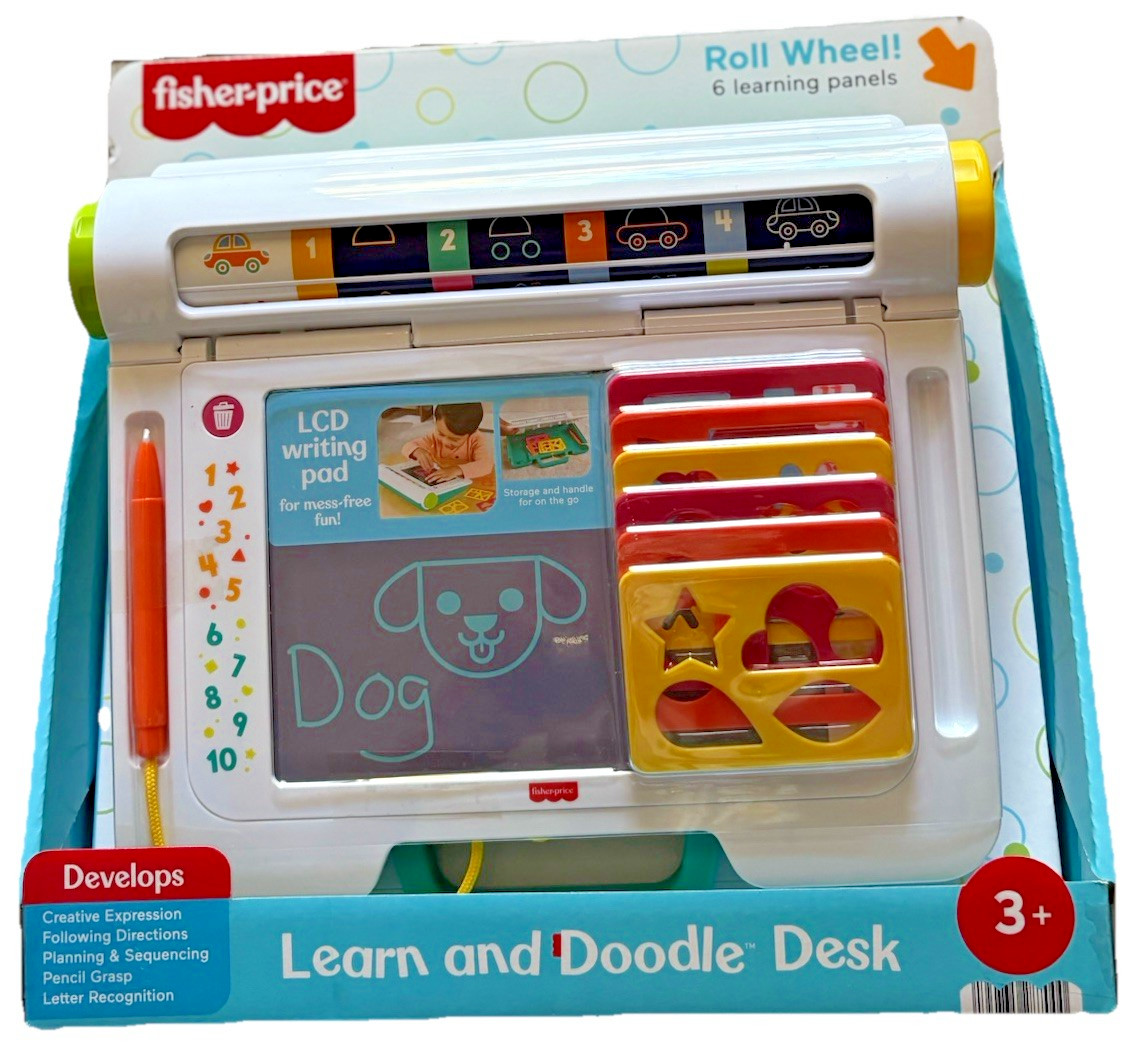 Fisher Price Learn & Doodle Desk Mess-Free Writing Drawing Tablet LCD NEW 3+