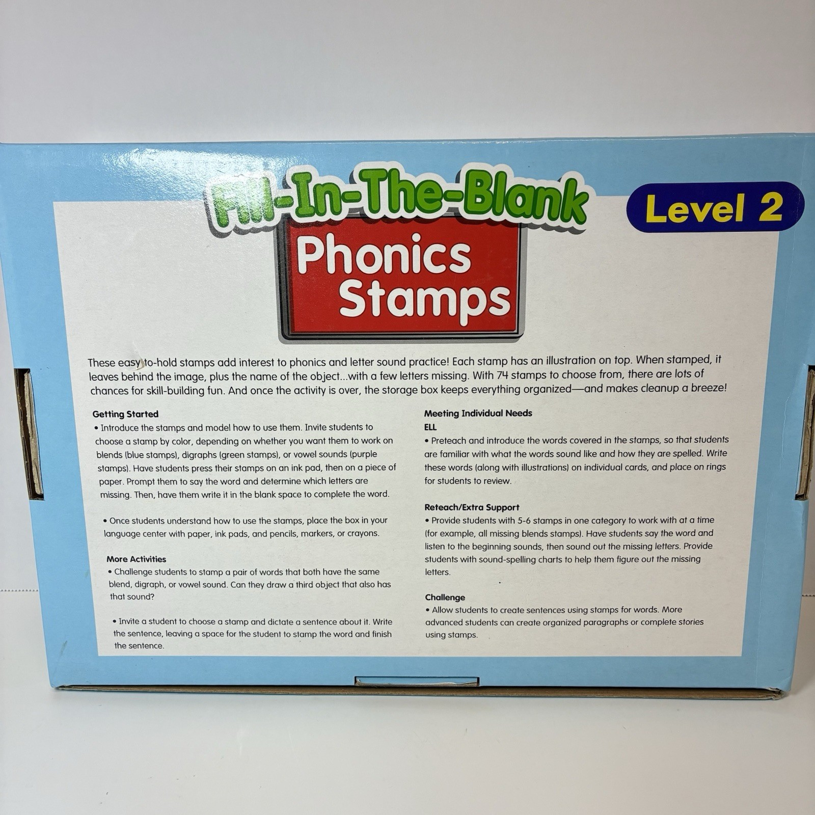 Lakeshore Fill In The Blank Phonics Stamps Level 2 Box Set 74 Stamps Complete