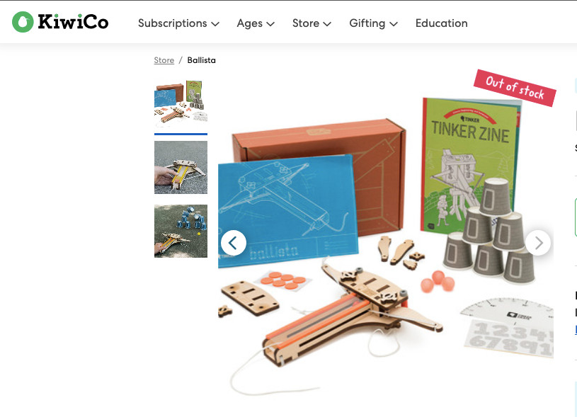 KiwiCo Tinker Crate “Make Your Own Ballista” Wooden STEM Kit – NEW/SEALED