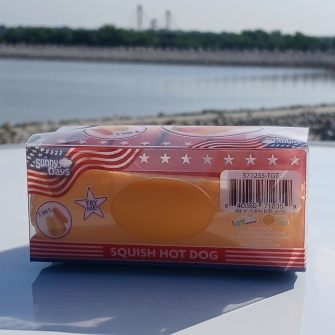 Sunny Days Squishy Squeeeze New Real Hot Dog 2 in 1 Toy. stress Reliever