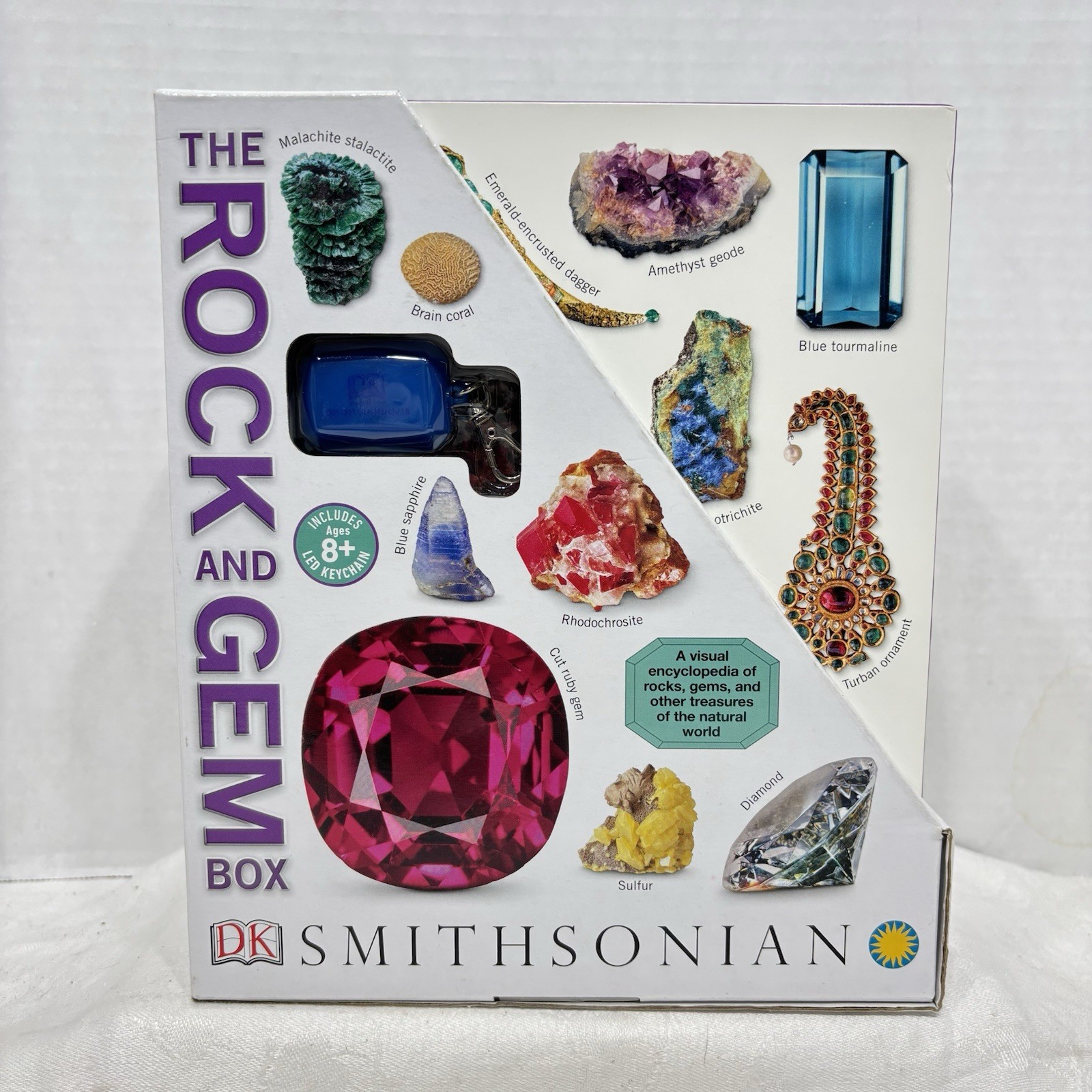 DK The Rock And Gem Box Smithsonian: 10 Hardcover Books & LED Keychain