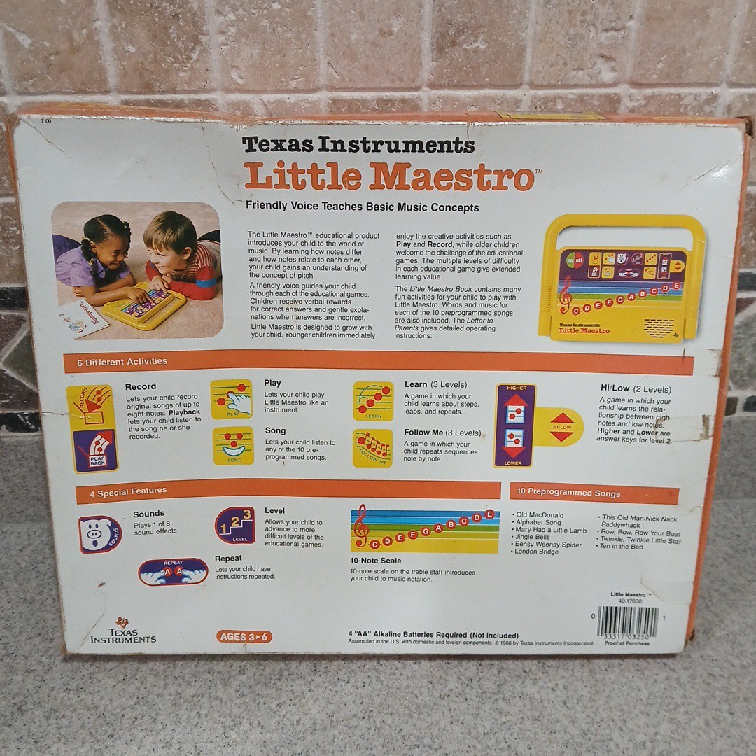 Texas instruments Little Maestro Music Concepts Tested Complete w Box & Manual!