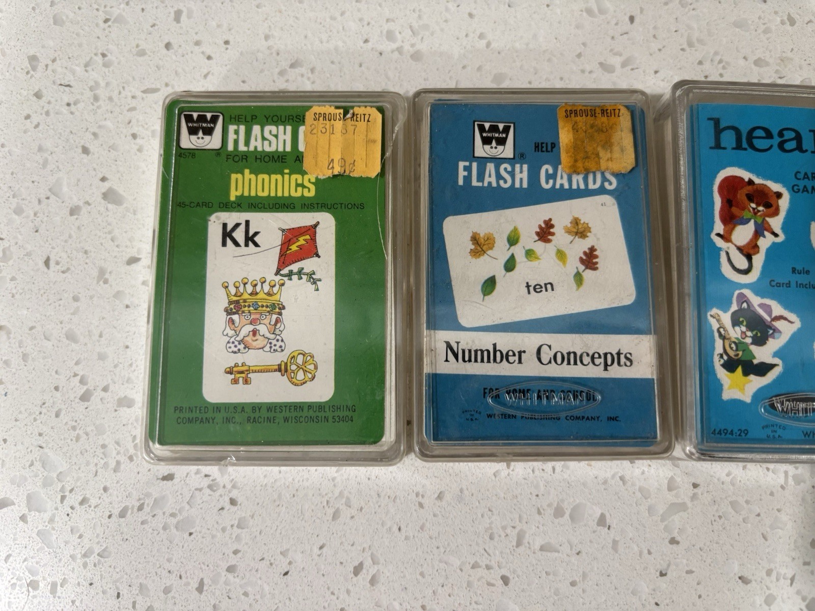 Vintage Whitman Phonics Flashcards & Card Games w/ Plastic Cases