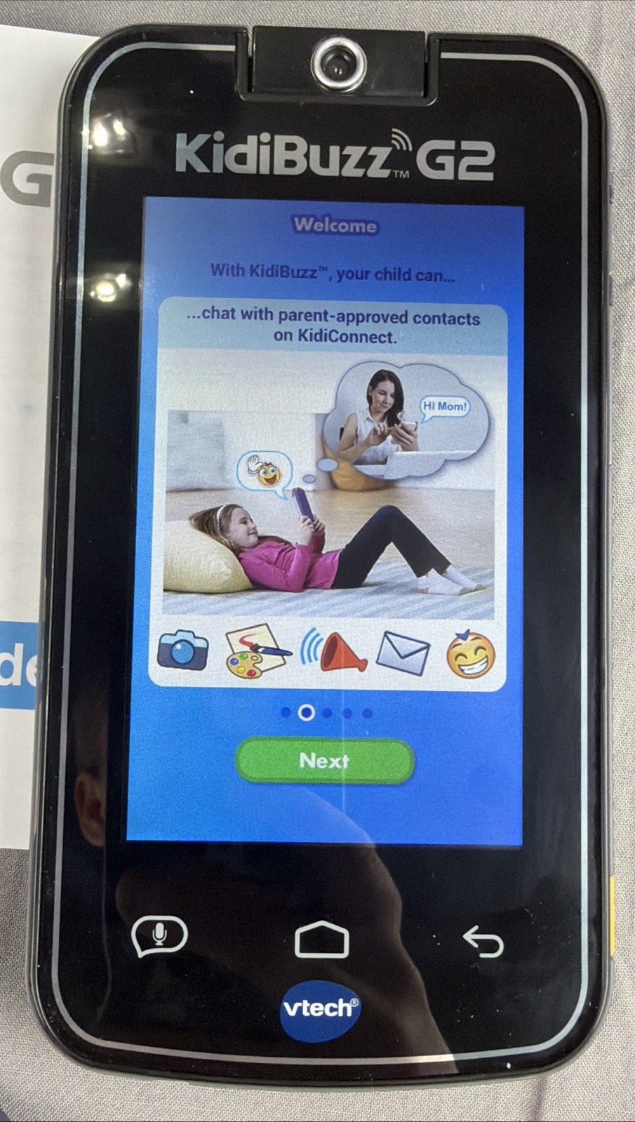 KidiBuzz G2 VTech KidiCom Chat Camera Smart Device Black Model 1866 w Charger