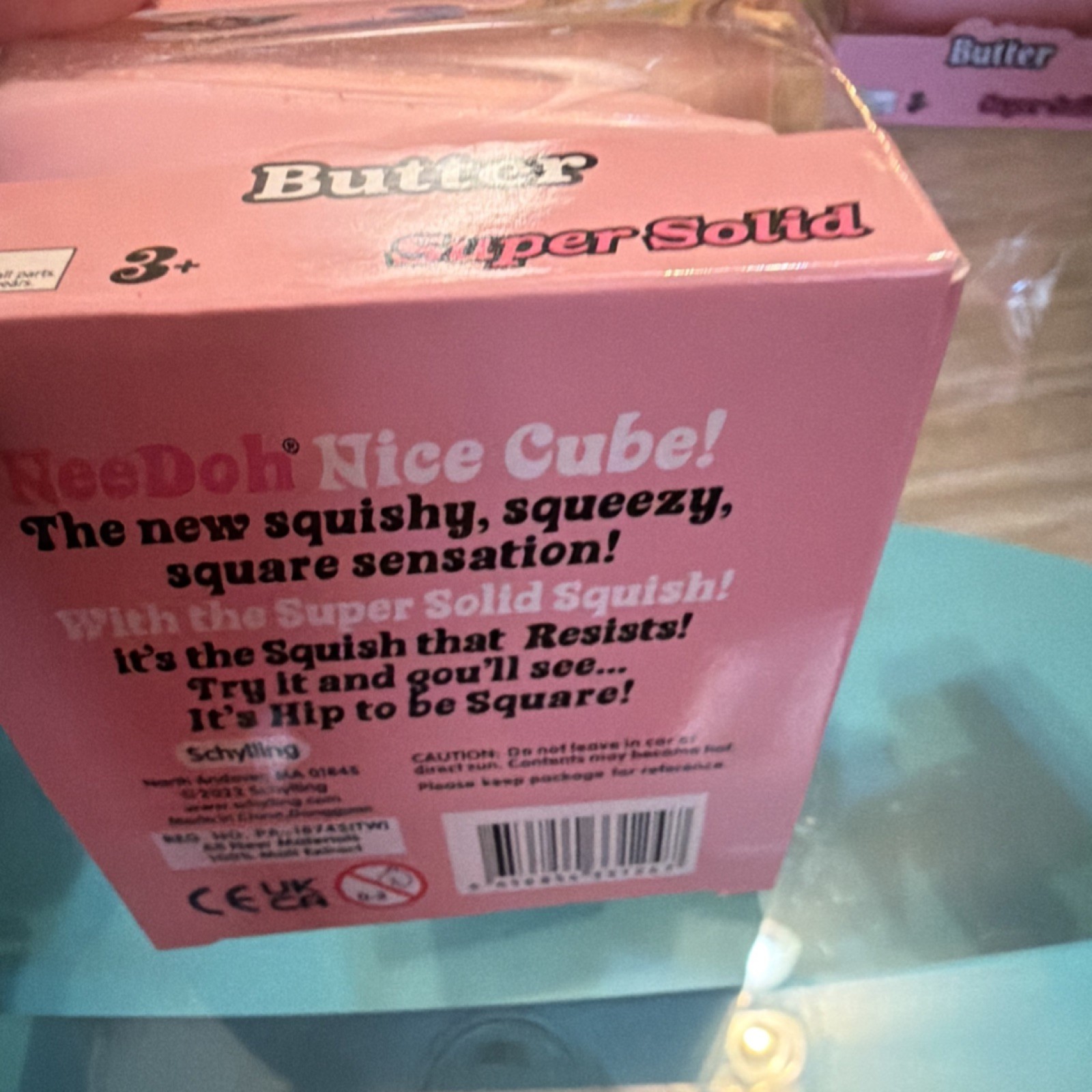 NeeDoh Nice Cube Butter Super Solid Squish Squeeze Toy Yellow/Pink 3+