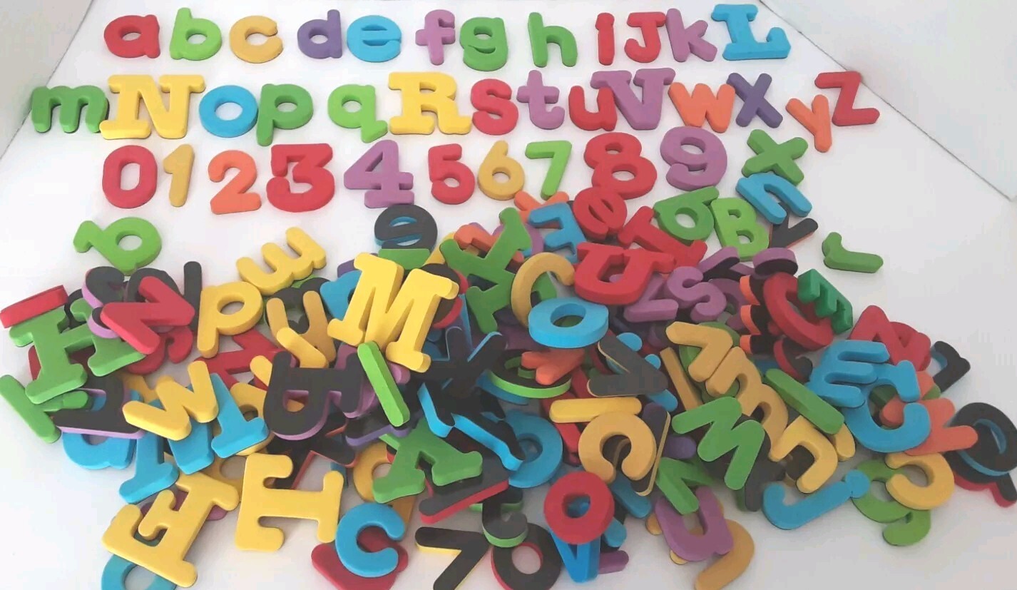 Lot Mixed Colors And Sizes Foam Magnetic Fridge Alphabet Letters Numbers (197)