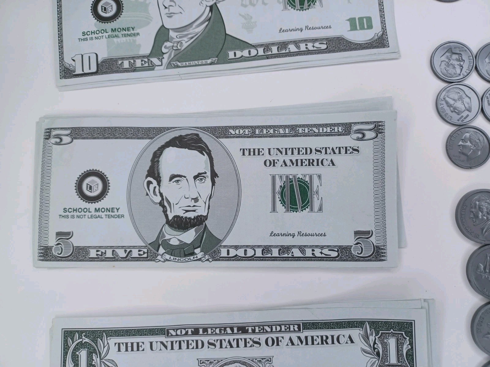 Play Money Paper Bills 4 Denominations & Coins Lot