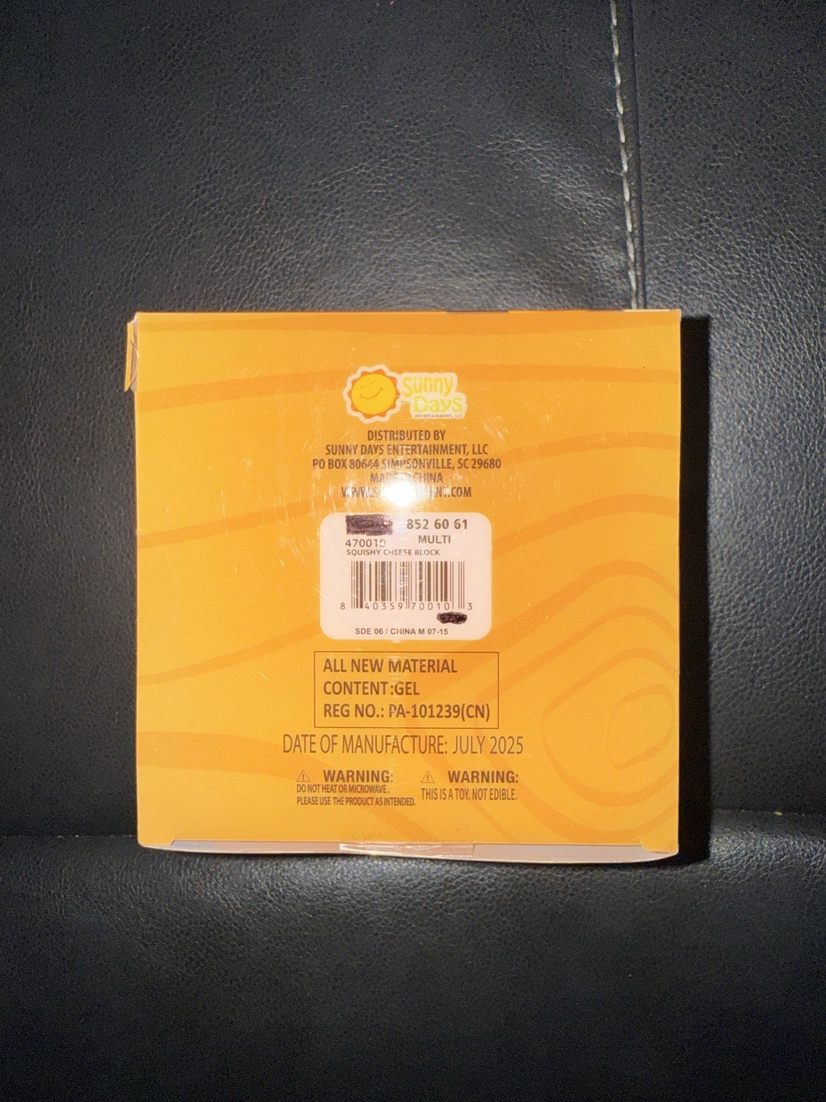 Sunny Days Jumbo Squeezy Cheese Yellow Squishy Toy Stress Relief Sensory Fun