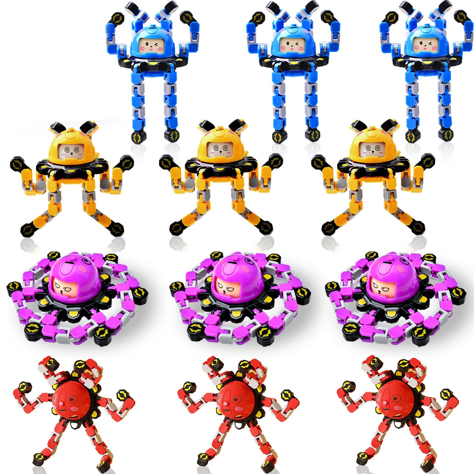 Vipctery 12Pcs Transformable Fidget Spinners for Kids Teens Adults Stress Relief