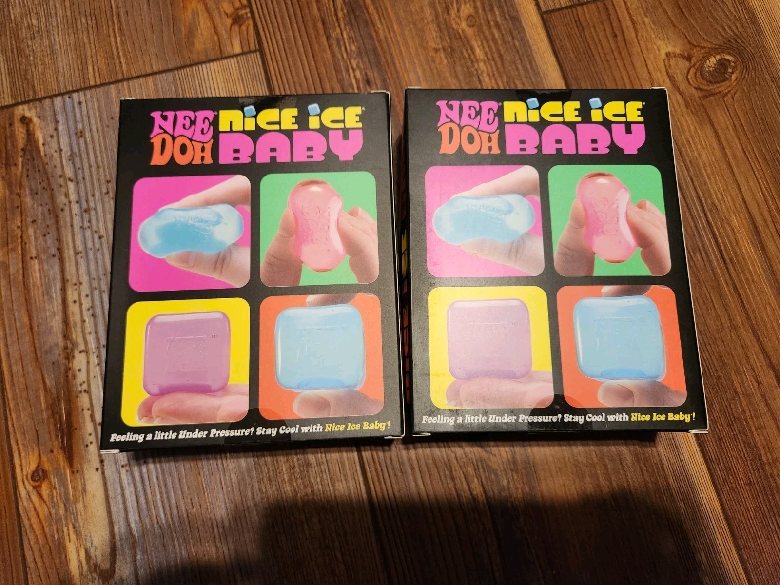 Lot of 2 NeeDoh Nice Ice Baby 4 Pack Viral Nee Doh Mini Cube Pink Blue Purple