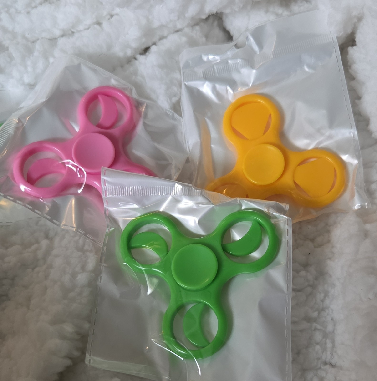 Tactile Sensory Toy Set of 3 Fidget Spinners – Pink, Green, Yellow