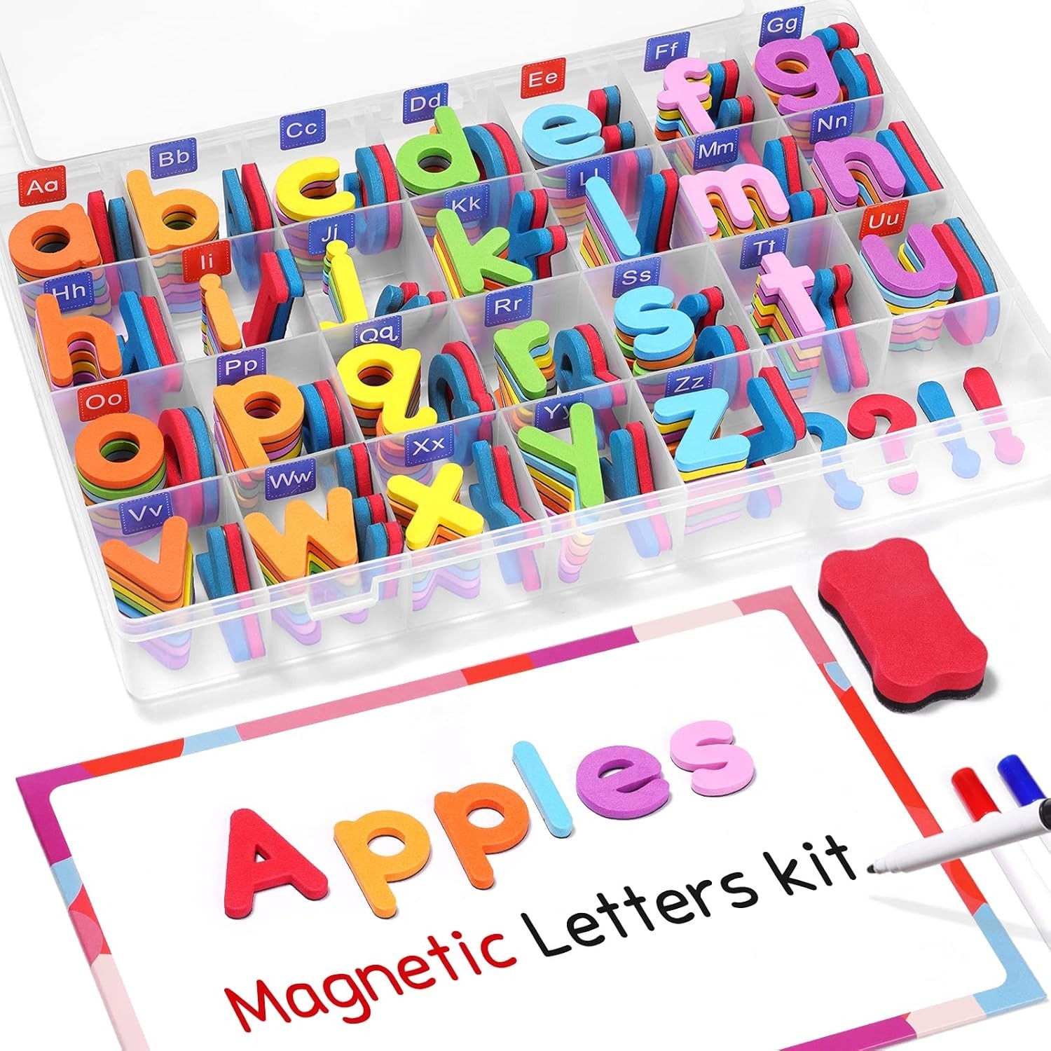 Classroom Magnetic Alphabet Letters Kit 238 Pcs with Double – Side Magnet Boa…