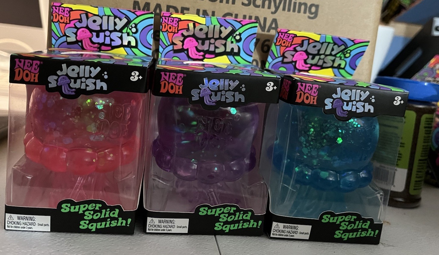 Schylling NeeDoh JellySquish Jellyfish Super Solid Squish Toy (3 Pack)