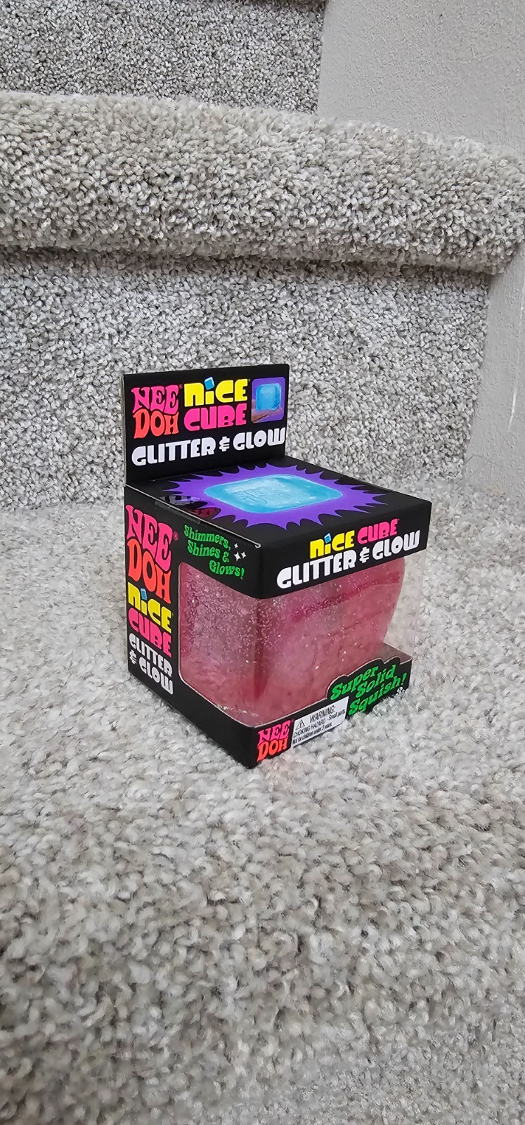 NeeDoh Nice Cube Glitter and Glow 2.25″ cube – PINK – NEW – 100% Authentic