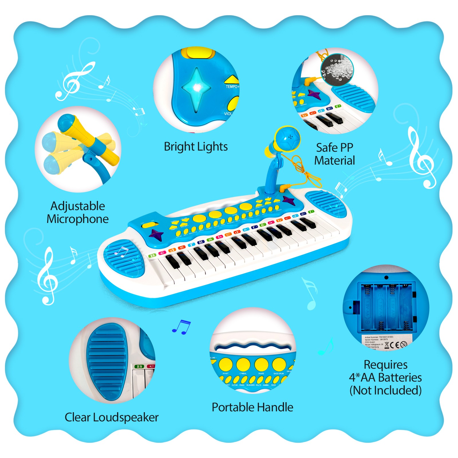 31-Key Kids Piano Stool Set Musical Instrument w/Clear Loudspeaker &Volume Level