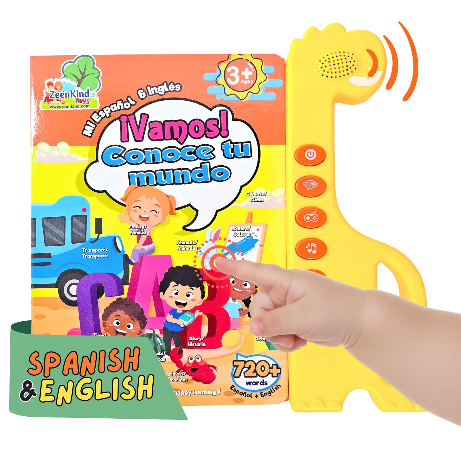 ZEENKIND Spanish English Sound Book for Kids 2 3 4 Small, Version 1: 23 Pages