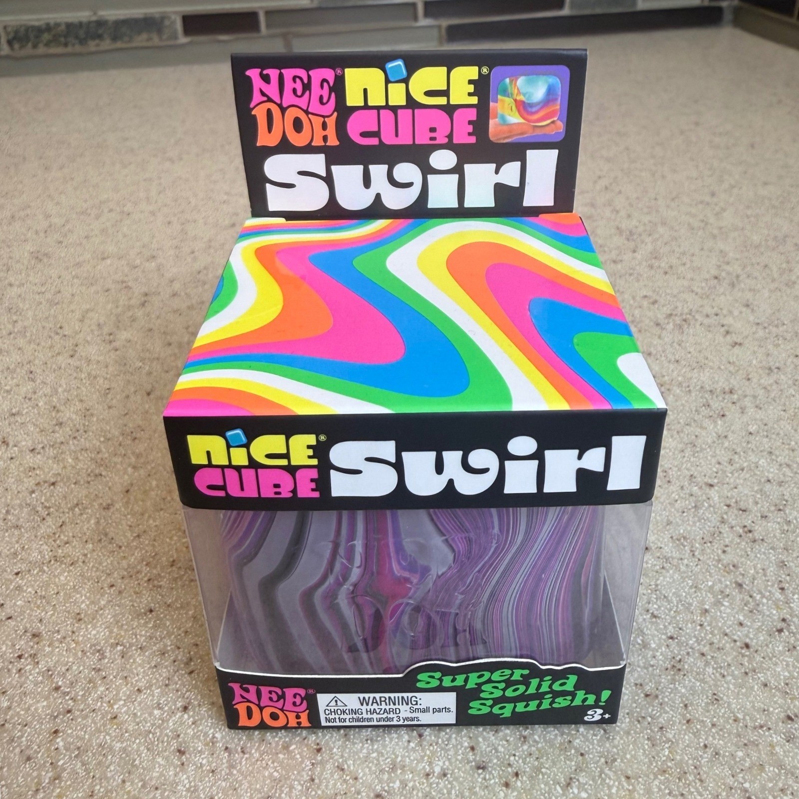 NEW NeeDoh Nice Cube Swirl Purple Pink Black Squishy Fidget Schylling Sealed
