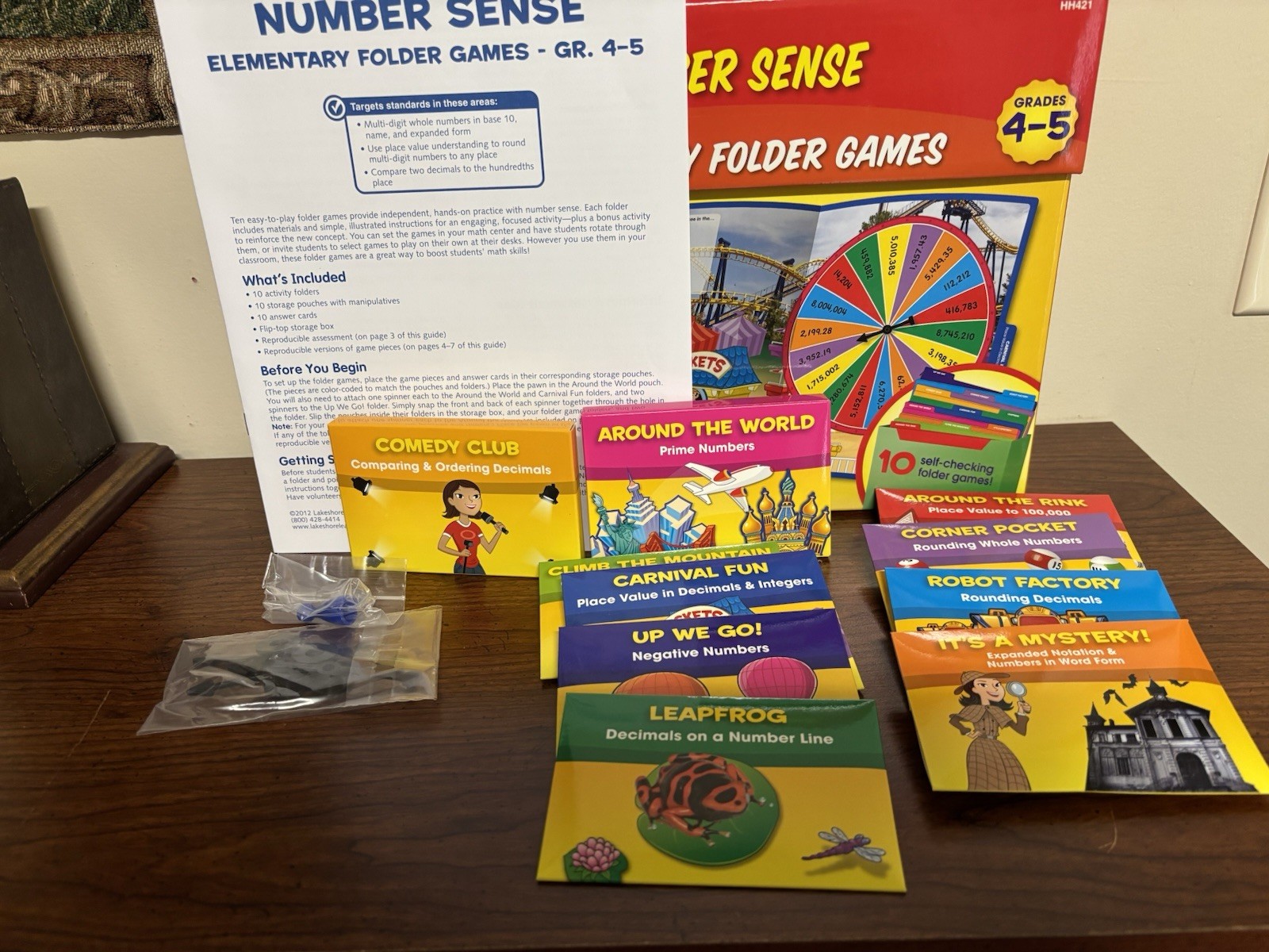 Lakeshore NUMBER SENSE ELEMENTARY FOLDER GAMES Grades 4-5 Homeschool/Class ~New~