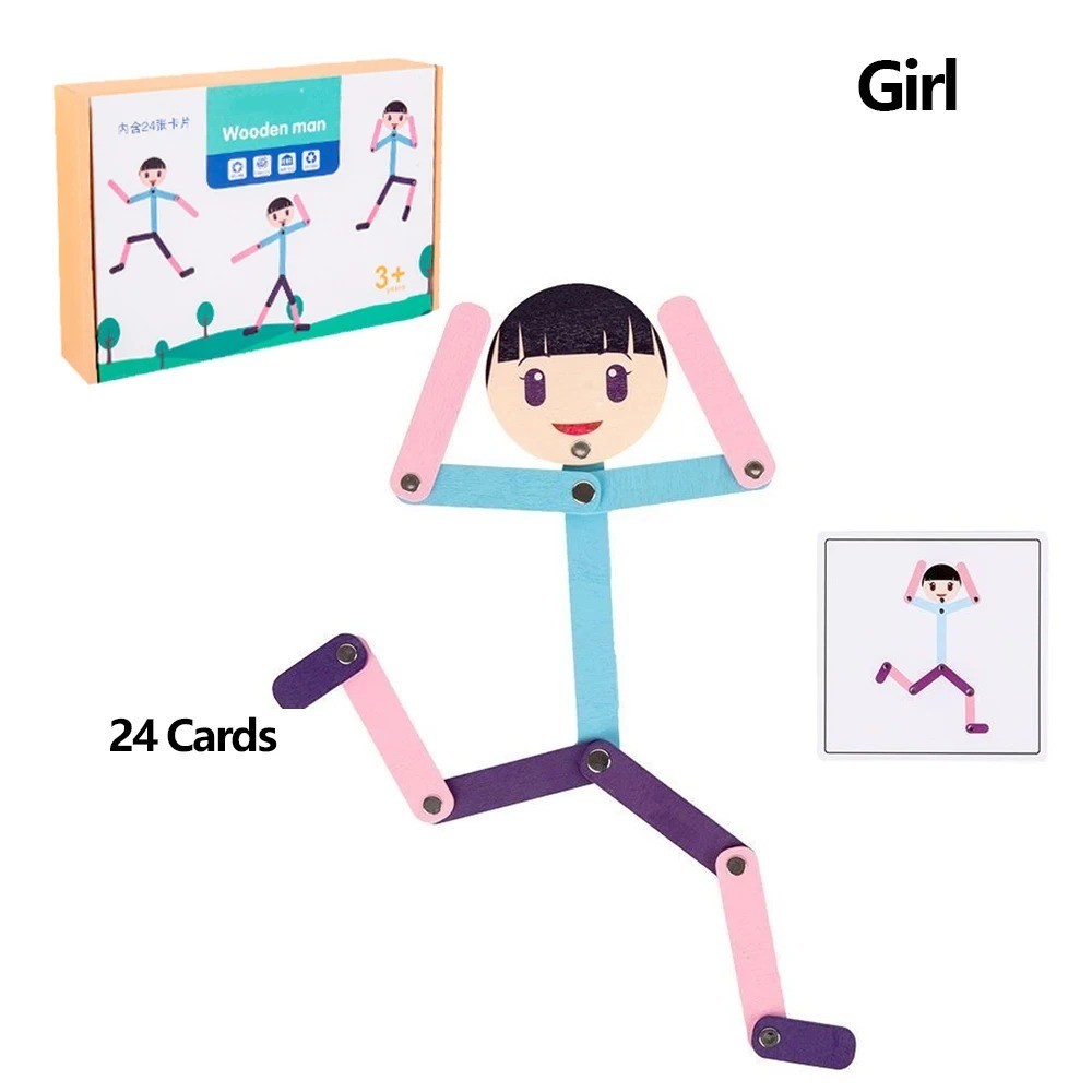 Sport Wooden Man Material DIY Puzzle Toys Boards Educational Game