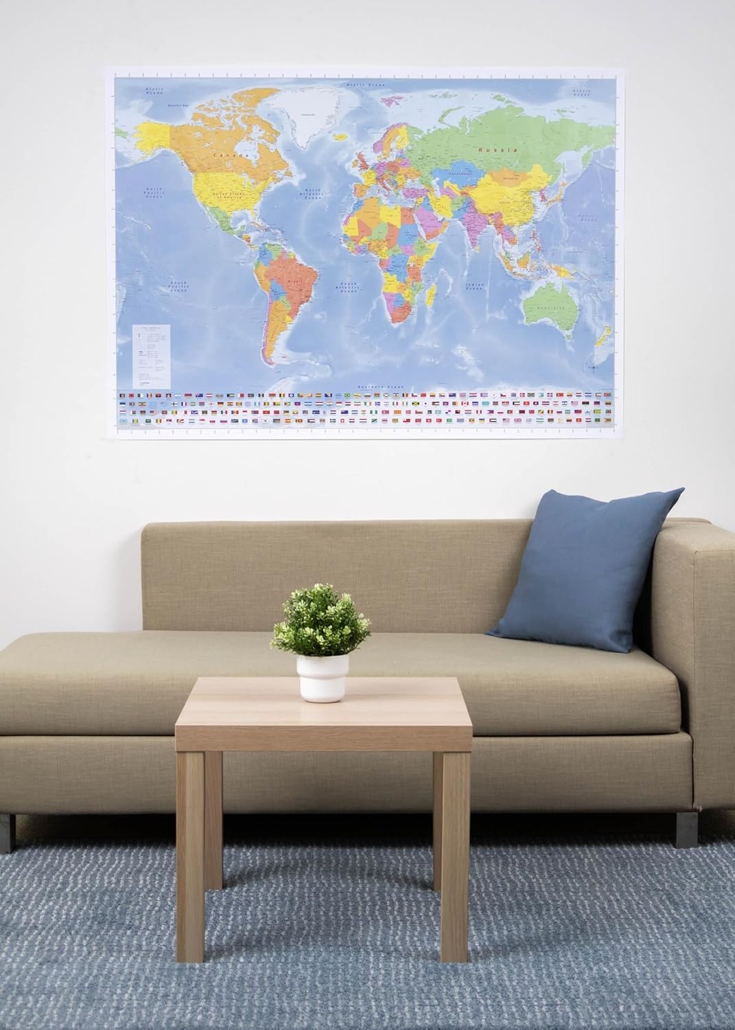 Large World Map (39in X 55in) Full Lamination 2024 New Edition – Educational Map