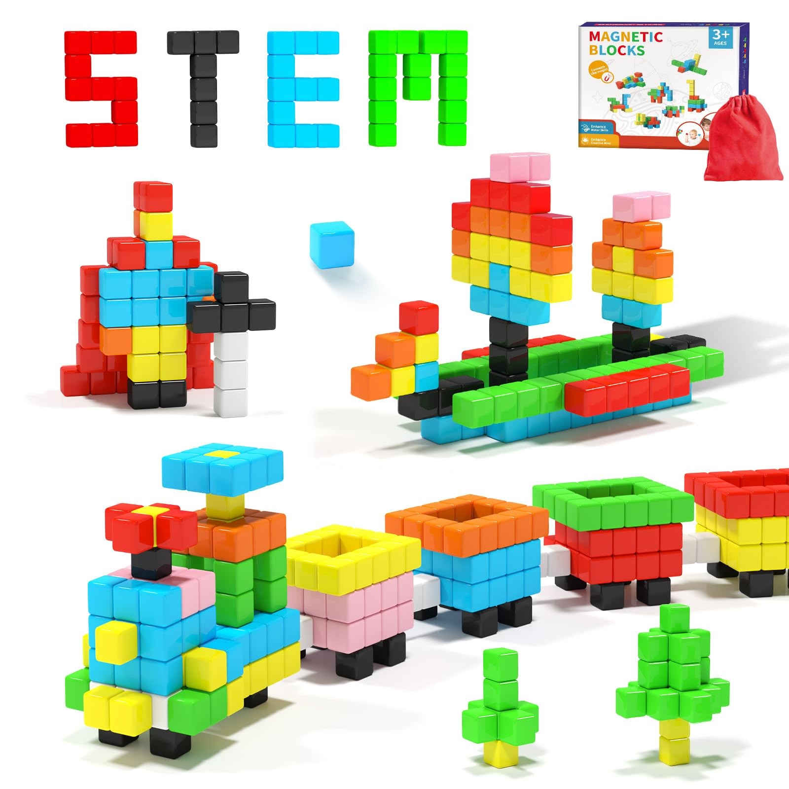 Hiwawind 40pcs Magnetic Blocks -Ideal Gifts for 3 4 5 Large,