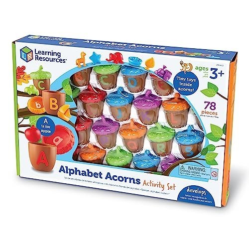 Learning Resources Alphabet Acorns Activity Set, 78 Pieces, Homeschooling New