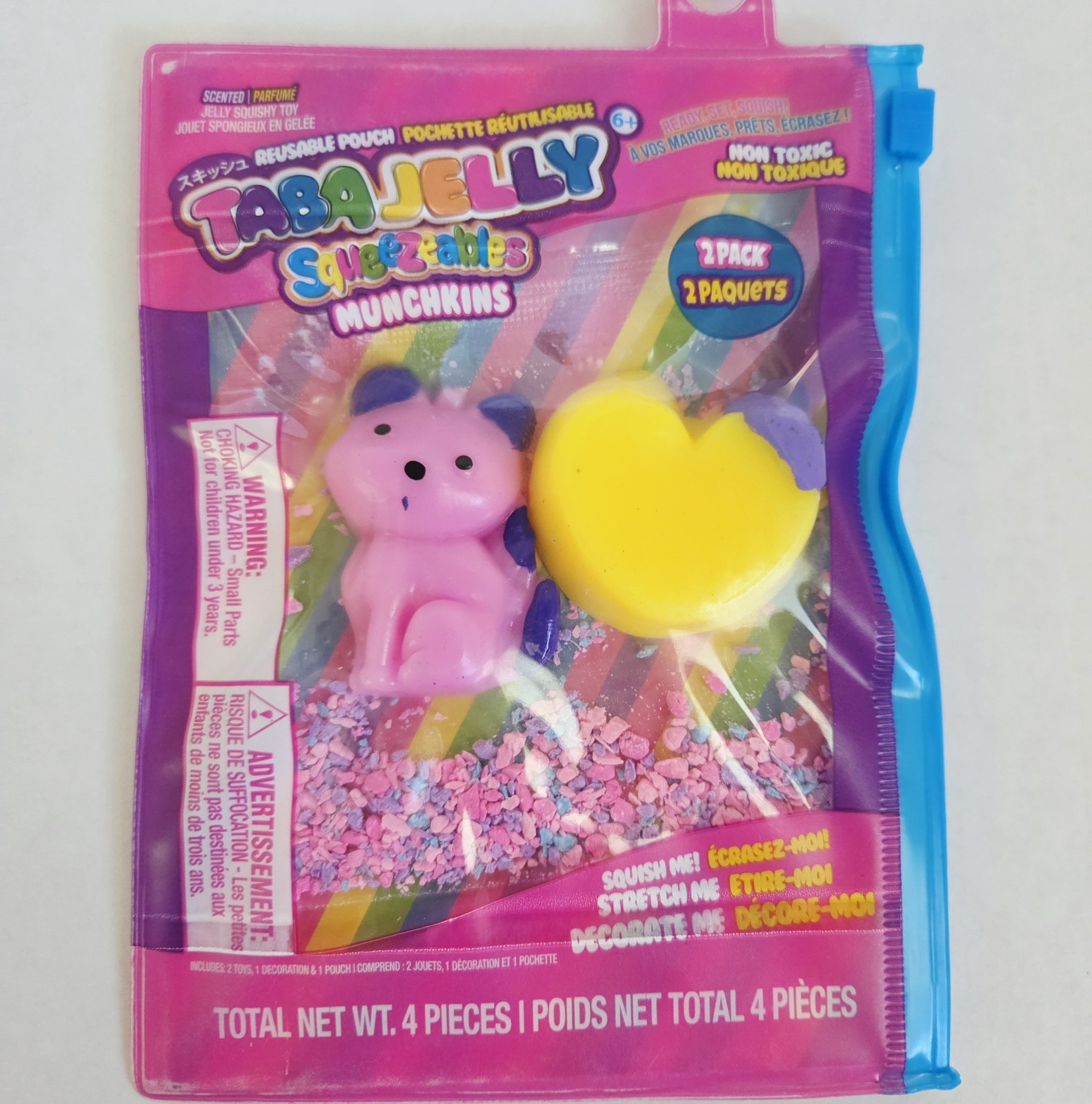 Taba Jelly Squeezeables Munchkins Pink Dog and Heart Squishy Squeeze Fidget Toy