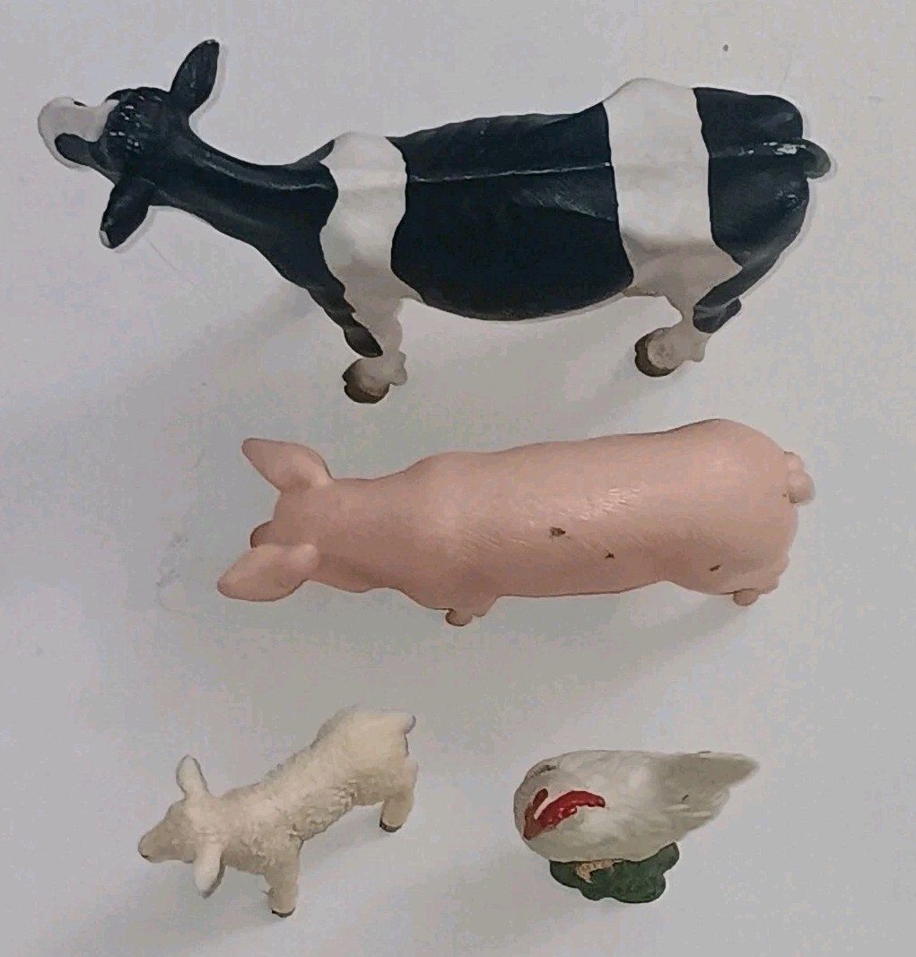 Lot Of 4 Schleich Farm Animals 13288 Adult Female Pig • Cow • Lamb • Chicken