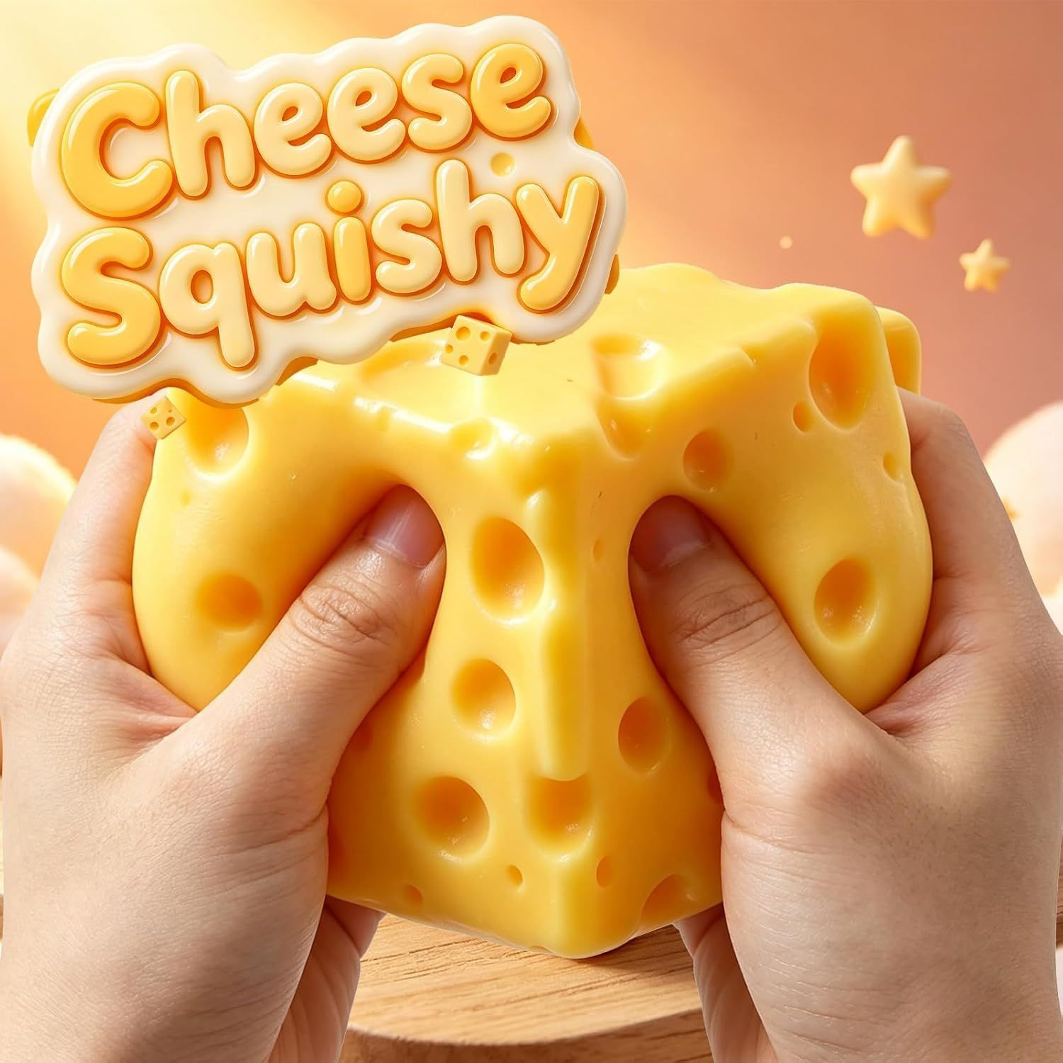 Cheese Squishy Stress Relief Original Sensory Food Yellow-1pc