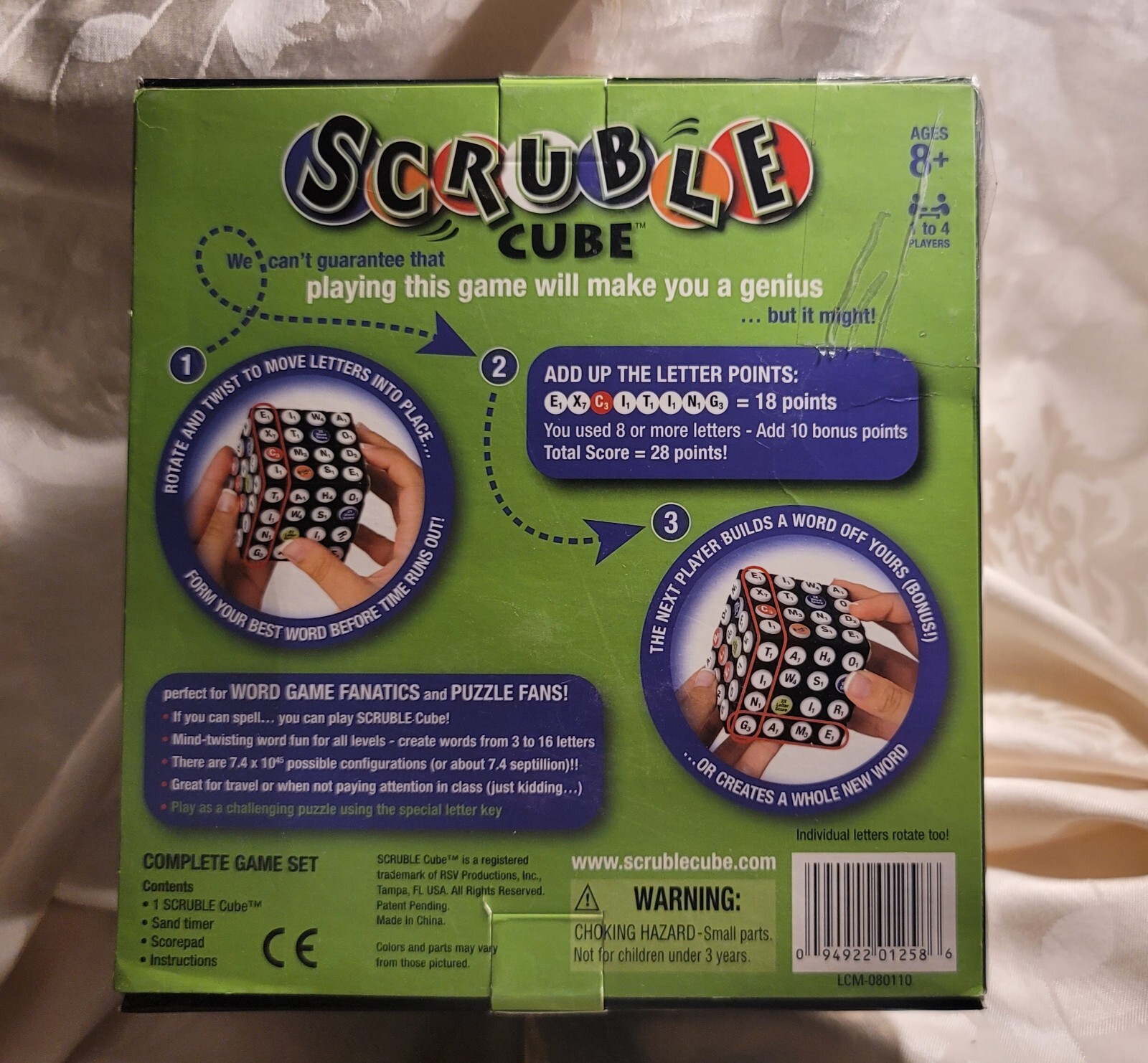 NEW ! SCRUBBLE CUBE WORD 3D GAME COMPLETE GAME SET 1 To 4 Players