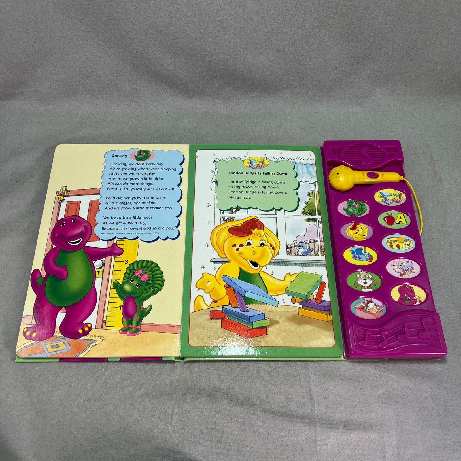Barney Sing-Along Songs Interactive Book 1999 Vintage Microphone Kidcore Works!