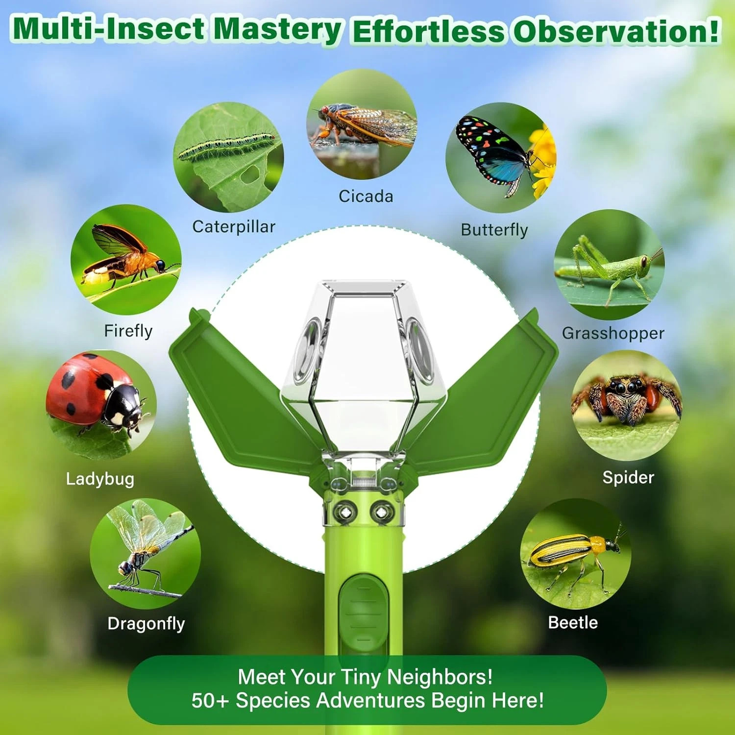 Bug Catcher for Kids, Insect Trap Kit with 6X Magnifier Glass – STEM Educational