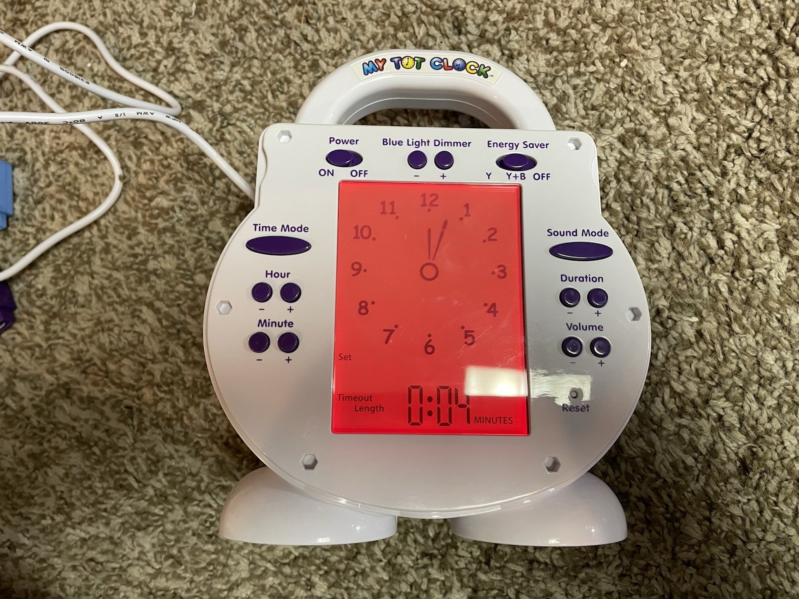 My Tot Clock Toddler Sleep Clock Alarm Light w/3 Cartridges AC Adapter Manual